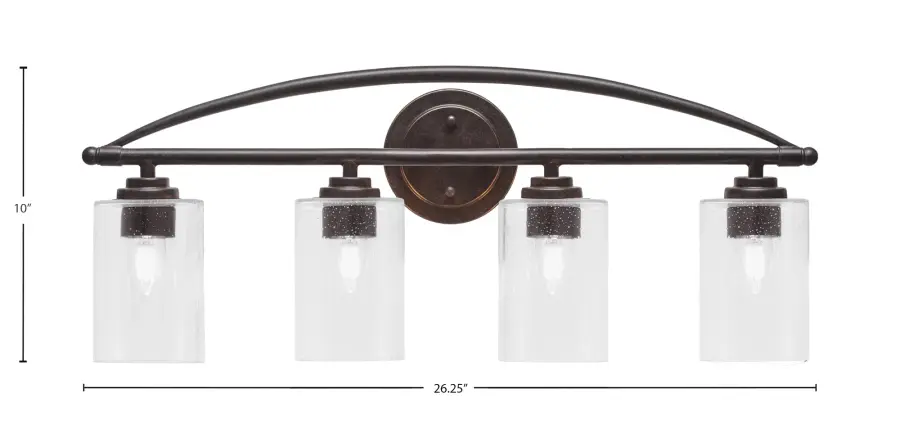 Marquise 4-Light Bath Bar in Dark Granite with Clear Bubble Glass - Image 2