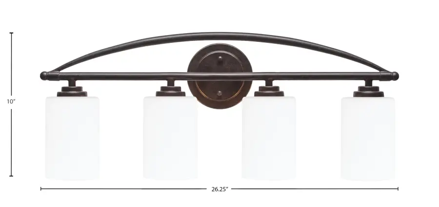 Marquise 4-Light Bath Bar in Dark Granite with White Muslin Glass - Image 2