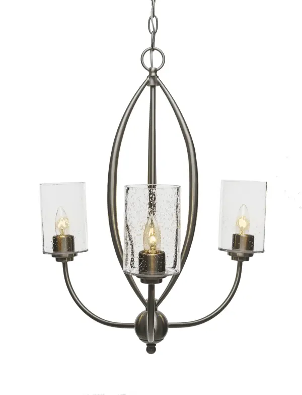Marquise 3-Light Uplight Chandelier with Clear Bubble Glass - Image 1