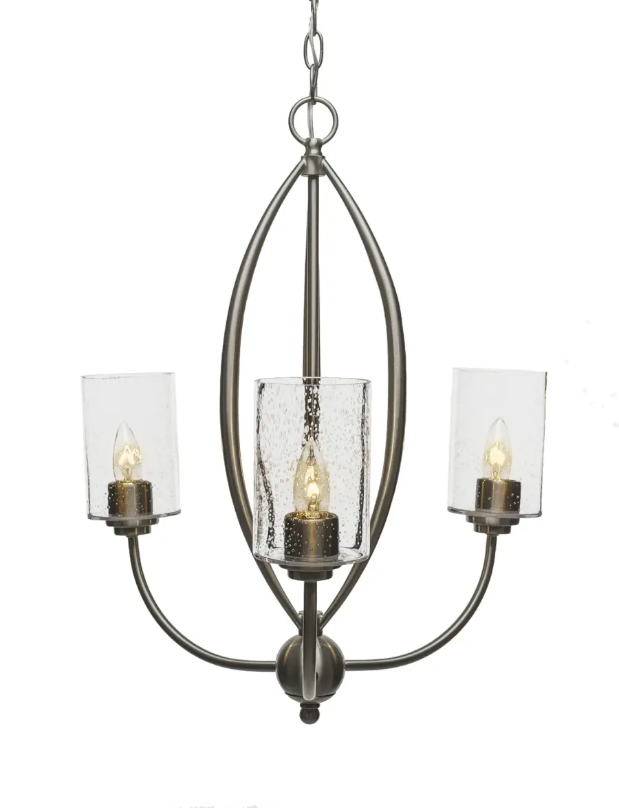Marquise 3-Light Uplight Chandelier with Clear Bubble Glass - Image 1
