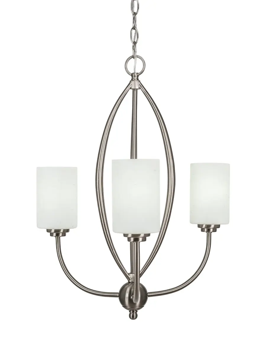 Marquise 3-Light Uplight Chandelier in Brushed Nickel with White Muslin Glass - Image 1