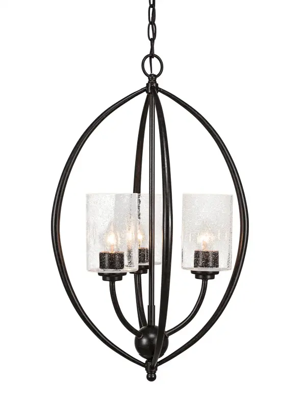 Marquise 3-Light Chain Hung Pendant with Clear Bubble Glass - Image 1