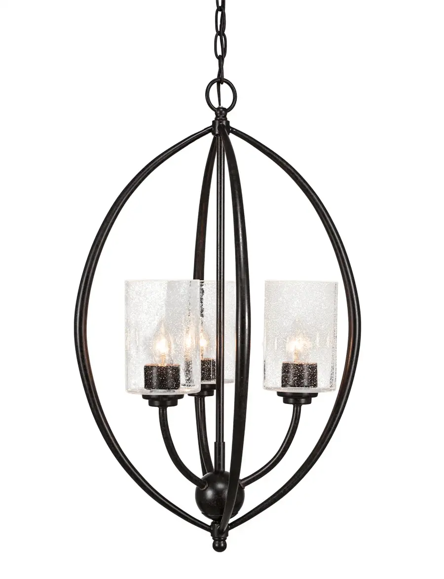 Marquise 3-Light Chain Hung Pendant with Clear Bubble Glass - Image 1