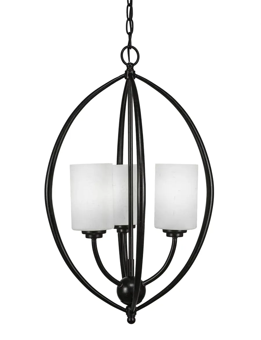 Marquise 3-Light Chain Hung Pendant in Dark Granite with White Muslin Glass - Image 1