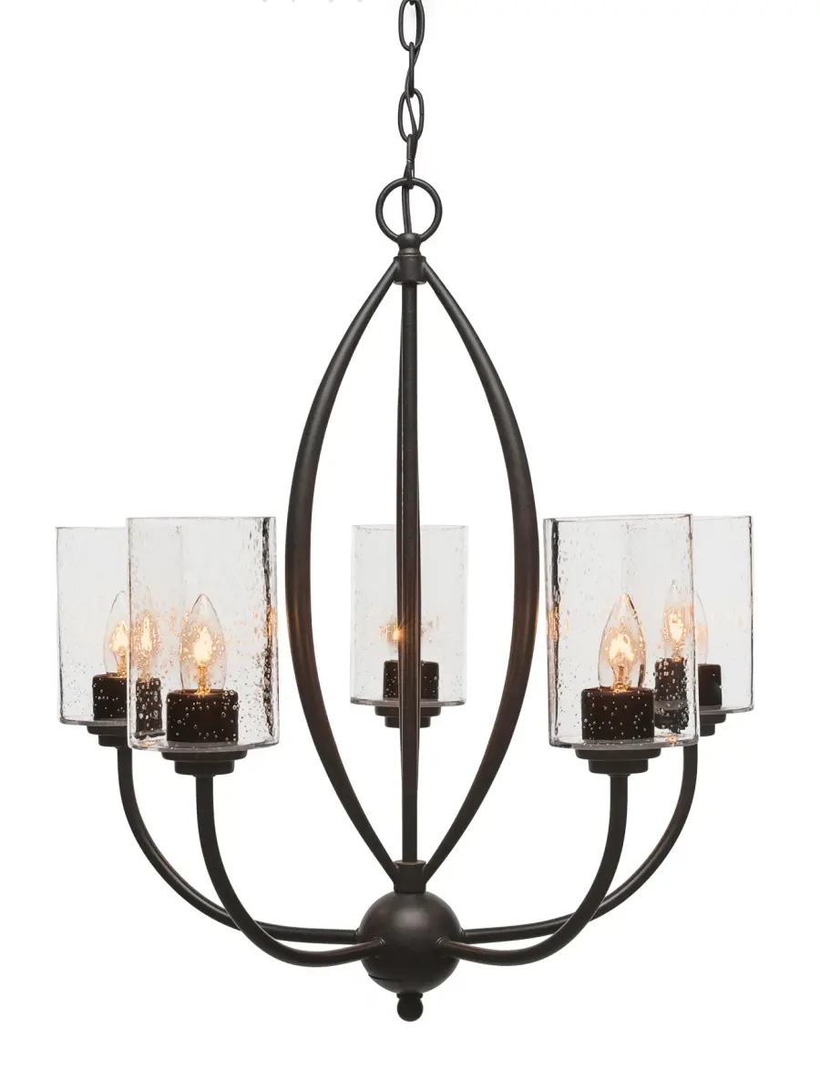 Marquise 5-Light Uplight Chandelier in Dark Granite with Clear Bubble Glass - Image 1
