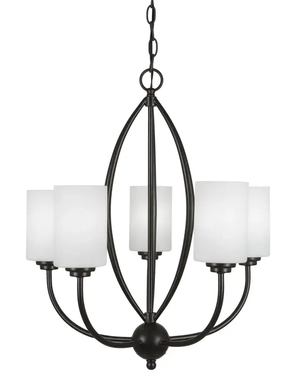 The Marquise 5-Light Chandelier combines contemporary style with classic elegance through its Dark Granite finish and soft White Muslin glass shades. Perfect for medium-sized spaces, this versatile fixture offers adjustable height and creates inviting ambient lighting.