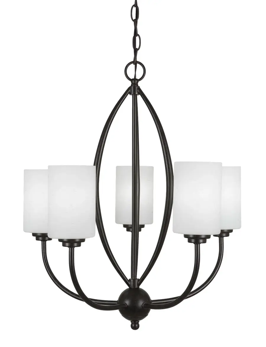 Marquise 5-Light Uplight Chandelier in Dark Granite with White Muslin Glass - Image 1