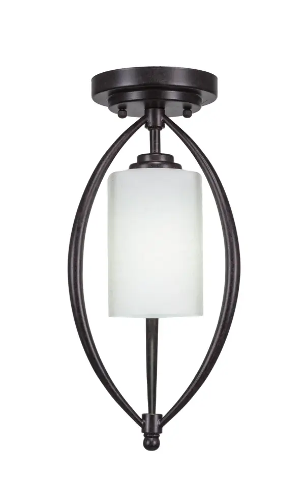 The Marquise semi-flush mount delivers functional lighting in a compact 5.75" profile. Its dark granite finish and white muslin glass create soft, diffused illumination ideal for hallways, closets, and bathrooms.