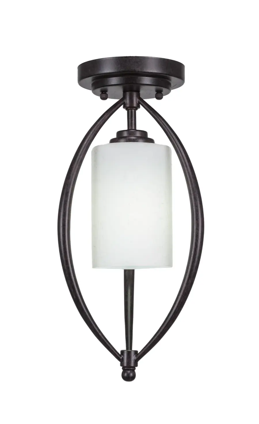 Marquise 1-Light Semi-Flush Mount in Dark Granite with White Muslin Glass - Image 1