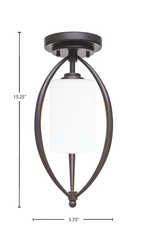The Marquise semi-flush mount delivers functional lighting in a compact 5.75" profile. Its dark granite finish and white muslin glass create soft, diffused illumination ideal for hallways, closets, and bathrooms. - alternate view