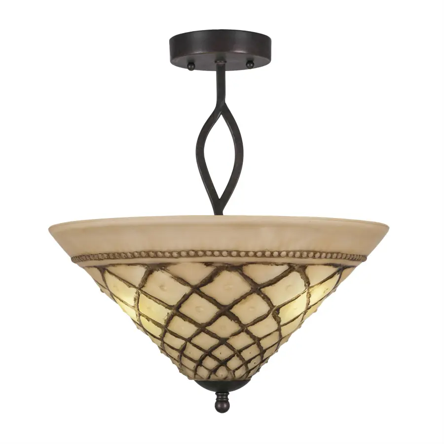 Revo Semi-Flush Ceiling Light with Chocolate Icing Glass - Image 1