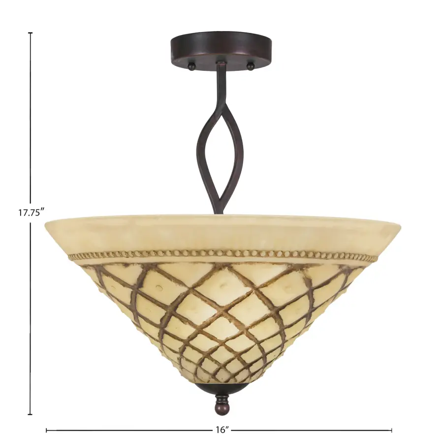 Revo Semi-Flush Ceiling Light with Chocolate Icing Glass - Image 2