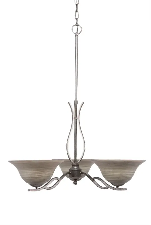 Revo 3-Light Uplight Chandelier with Gray Linen Glass - Image 1