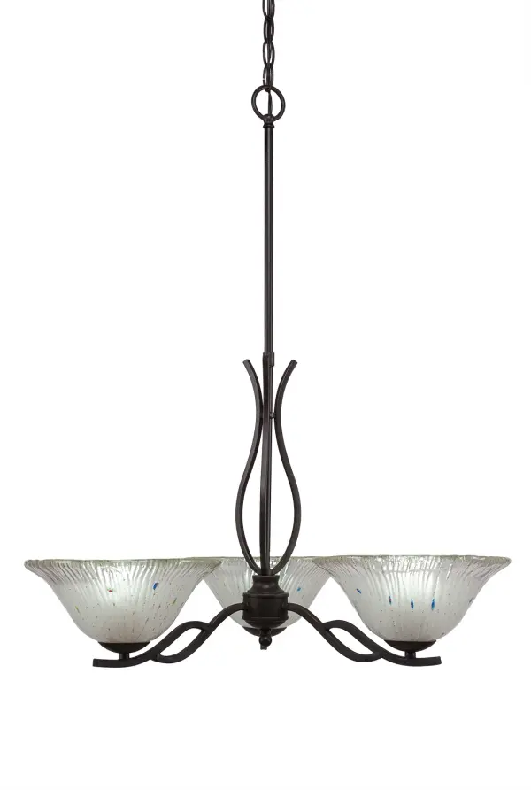 The Revo 3-Light Chandelier combines modern design with luxurious materials. Featuring a sophisticated Dark Granite finish and 10-inch frosted crystal glass shades, this uplight fixture creates an inviting ambiance while providing ample illumination.