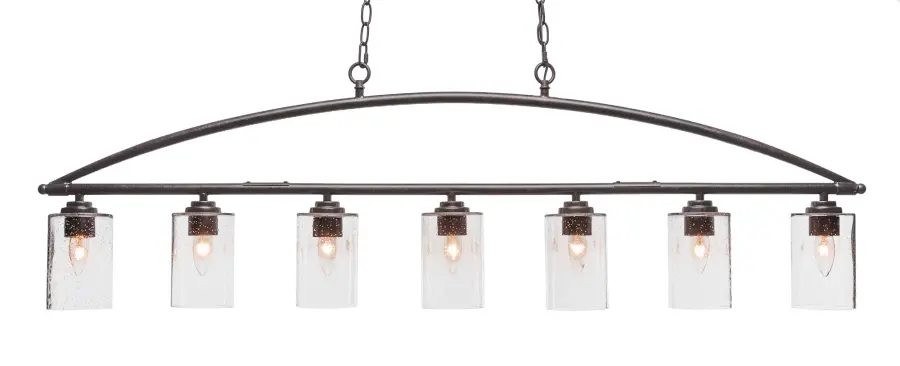 Marquise 7-Light Island Chandelier in Dark Granite with Clear Bubble Glass - Image 1