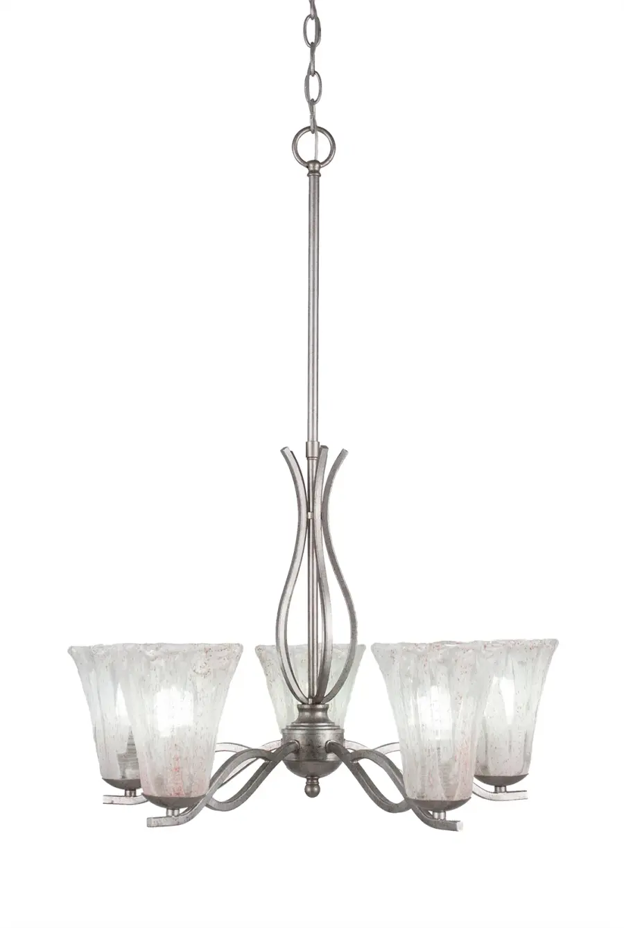 Revo 5-Light Uplight Chandelier with Fluted Italian Ice Glass - Image 1