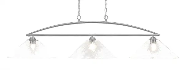 Marquise 3-Light Island Pendant in Brushed Nickel with Clear Bubble Glass - Image 1