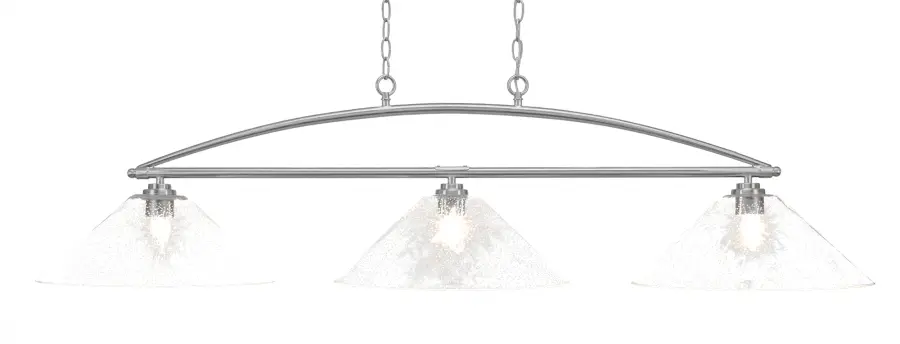 Marquise 3-Light Island Pendant in Brushed Nickel with Clear Bubble Glass - Image 1
