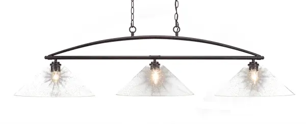 Marquise 3-Light Island Pendant in Dark Granite with Clear Bubble Glass - Image 1