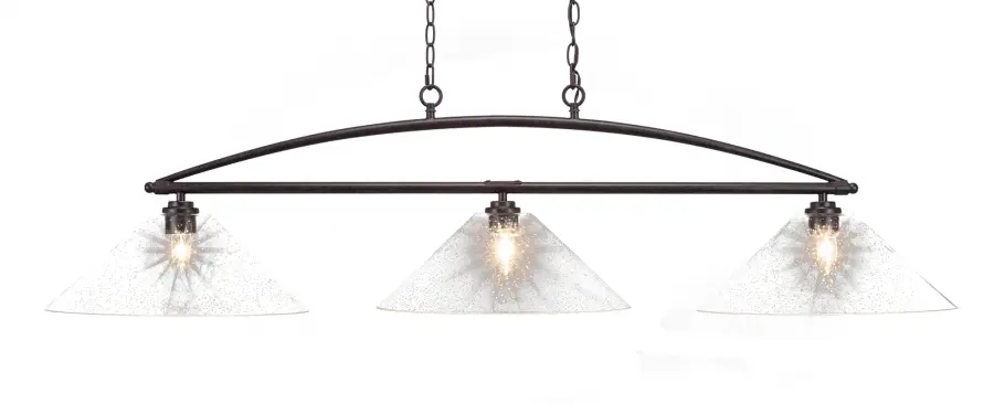 Marquise 3-Light Island Pendant in Dark Granite with Clear Bubble Glass - Image 1
