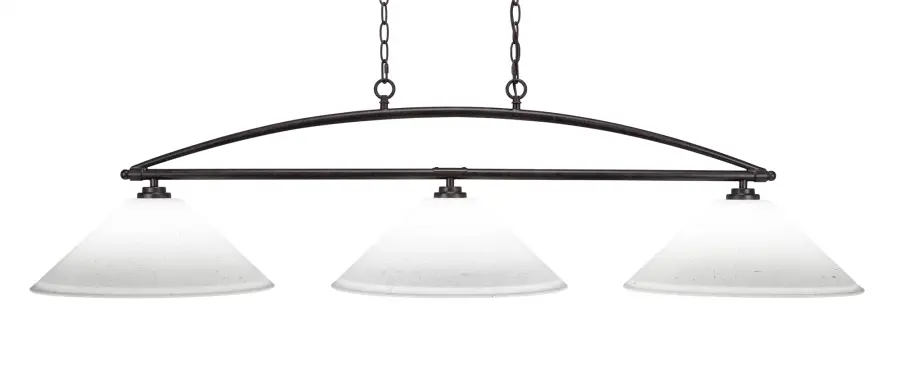 Marquise 3-Light Island Pendant in Dark Granite with White Muslin Glass - Image 1