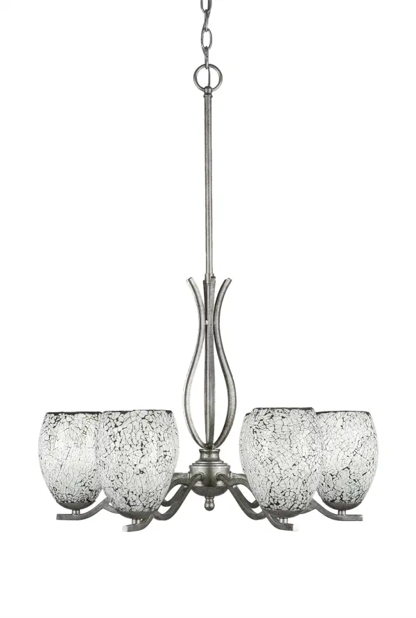 Revo 6-Light Uplight Chandelier in Aged Silver with Black Fusion Glass - Image 1