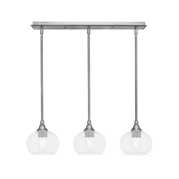 3 Light Linear Pendalier with Clear Bubble Glass - Image 1