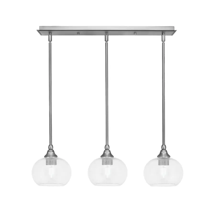 3 Light Linear Pendalier with Clear Bubble Glass - Image 1