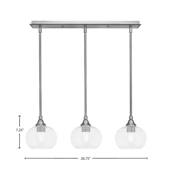 3 Light Linear Pendalier with Clear Bubble Glass - Image 2