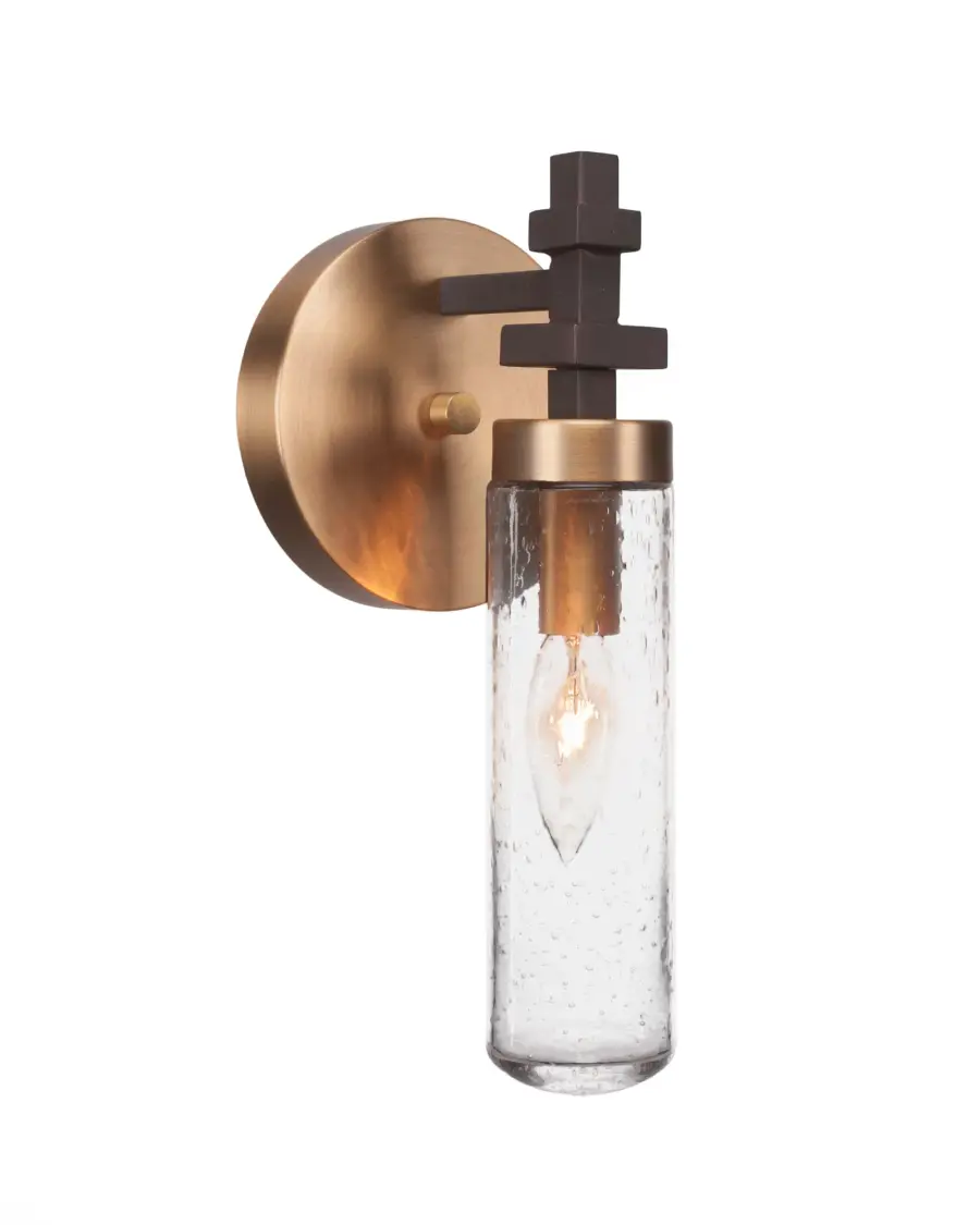 Salinda Wall Sconce - Espresso & Brass with Clear Bubble Glass - Image 1