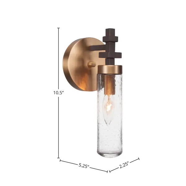 Salinda Wall Sconce - Espresso & Brass with Clear Bubble Glass - Image 2