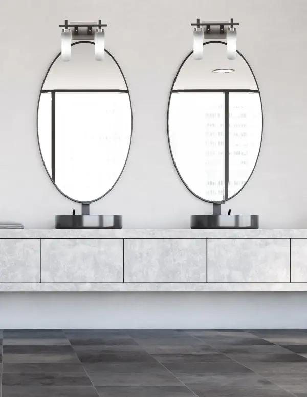 Salinda 2-Light Bath Bar in Matte Black & Brushed Nickel with White Muslin Glass - Image 3