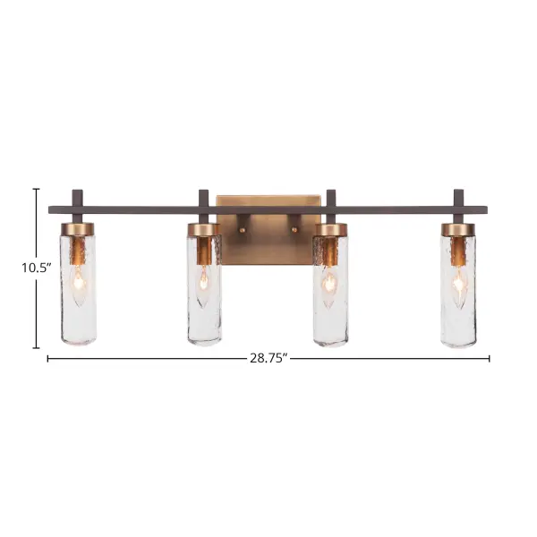 Salinda 4 Light Bath Bar in Espresso & Brass with Clear Bubble Glass - Image 2