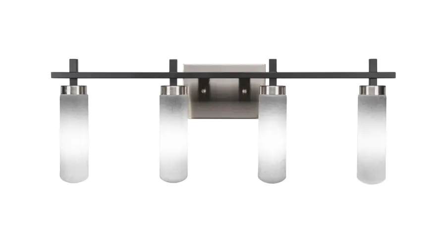 Salinda 4 Light Bath Bar in Matte Black & Brushed Nickel with White Muslin Glass - Image 1