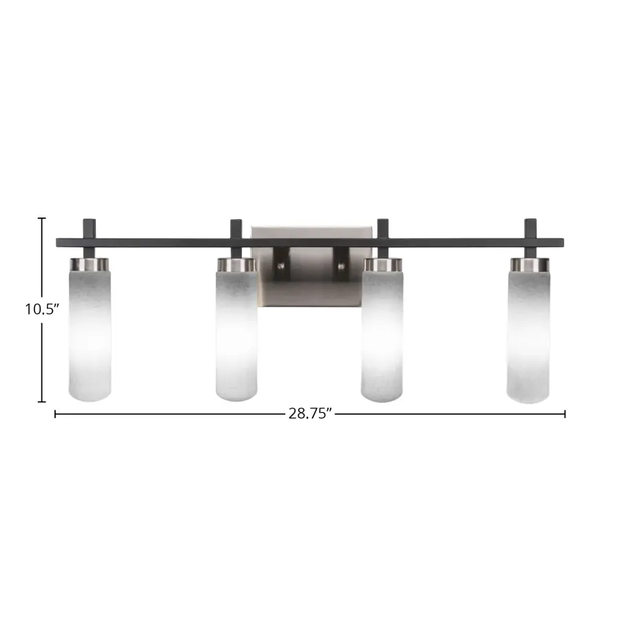 Salinda 4 Light Bath Bar in Matte Black & Brushed Nickel with White Muslin Glass - Image 2