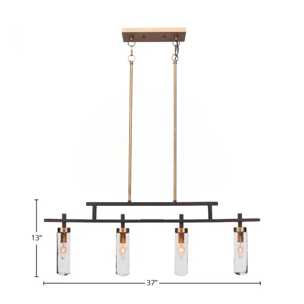 Salinda 4-Light Island Pendant in Espresso & Brass with Clear Bubble Glass - Image 2