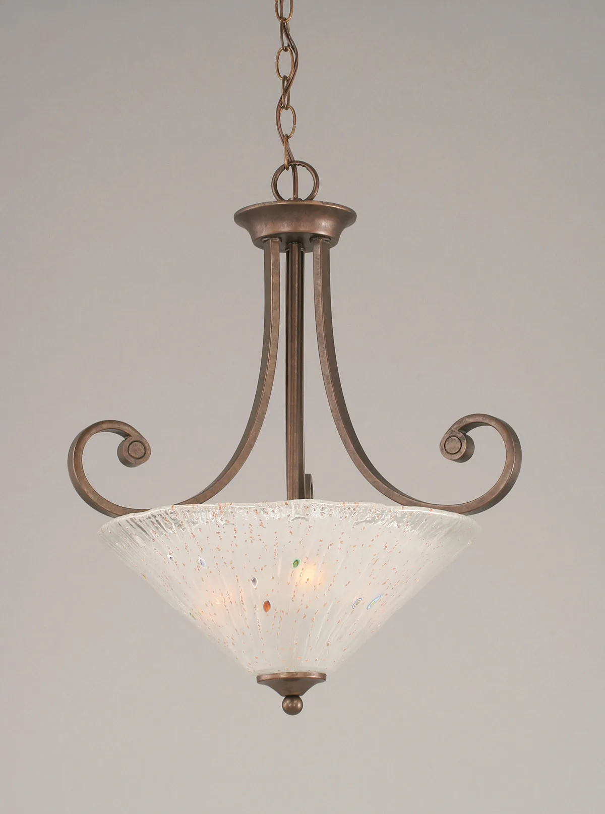 Curl Pendant 3-Bulbs Shown In Bronze Finish With 16" Frosted Crystal Glass
