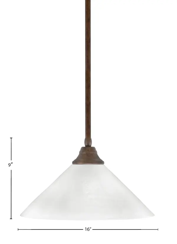 This versatile stem-hung pendant combines timeless bronze finish with a sophisticated 16-inch white marble glass shade. Adjustable height and sloped ceiling compatibility make it adaptable to various spaces. - alternate view