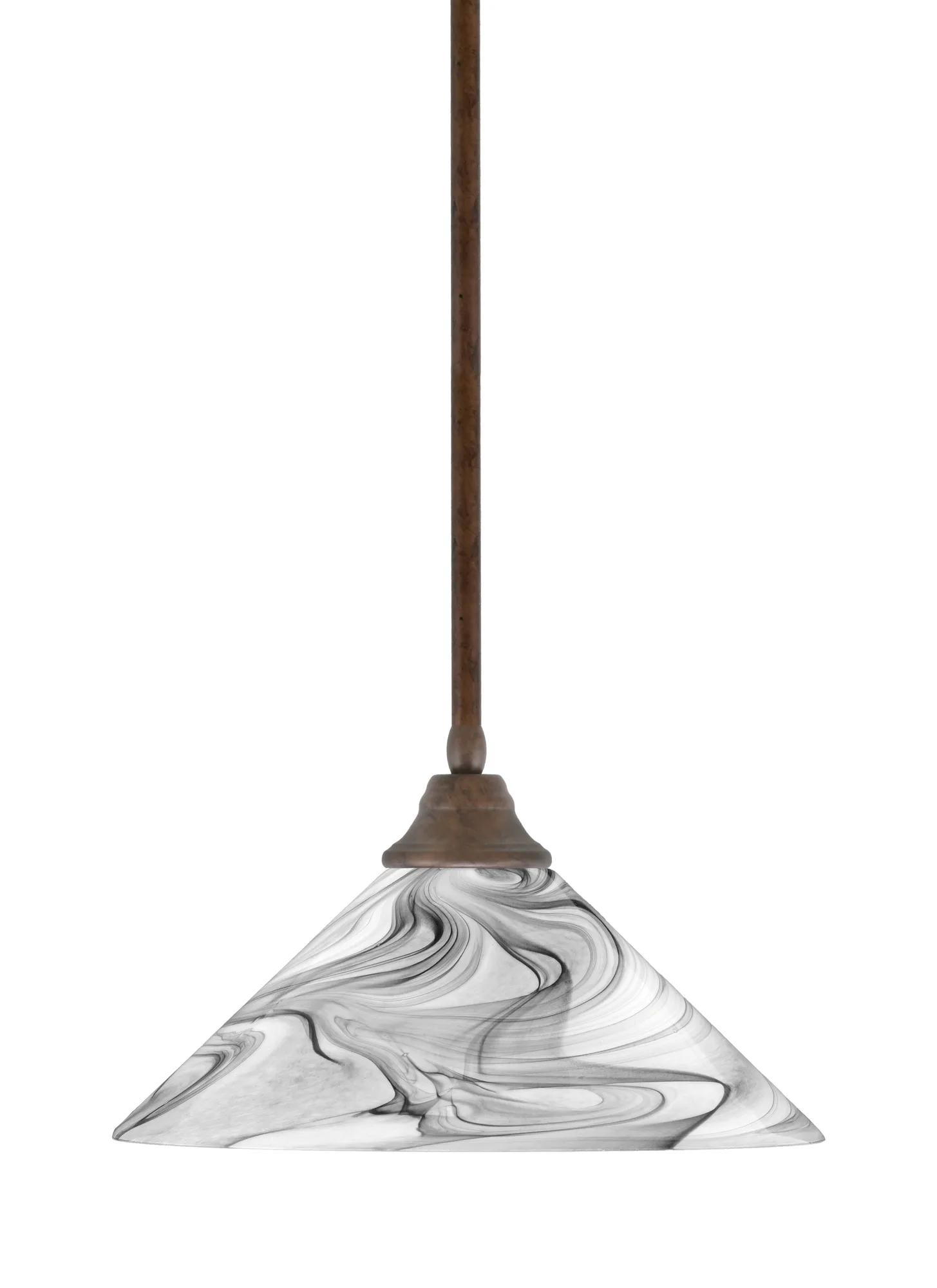 Toltec Lighting Stem Hung Pendant with Onyx Swirl Glass