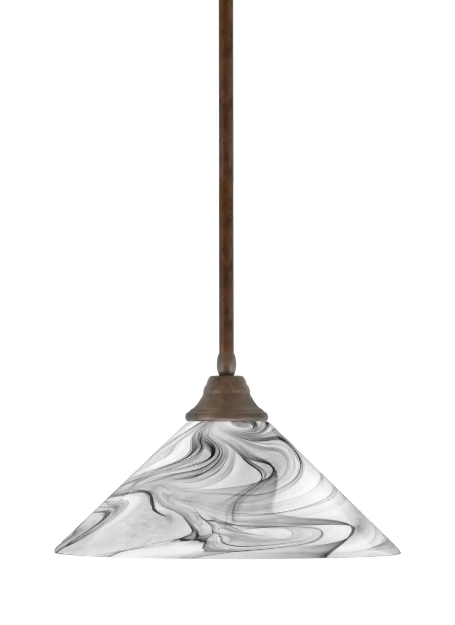 Toltec Lighting Stem Hung Pendant with Onyx Swirl Glass - Image 1