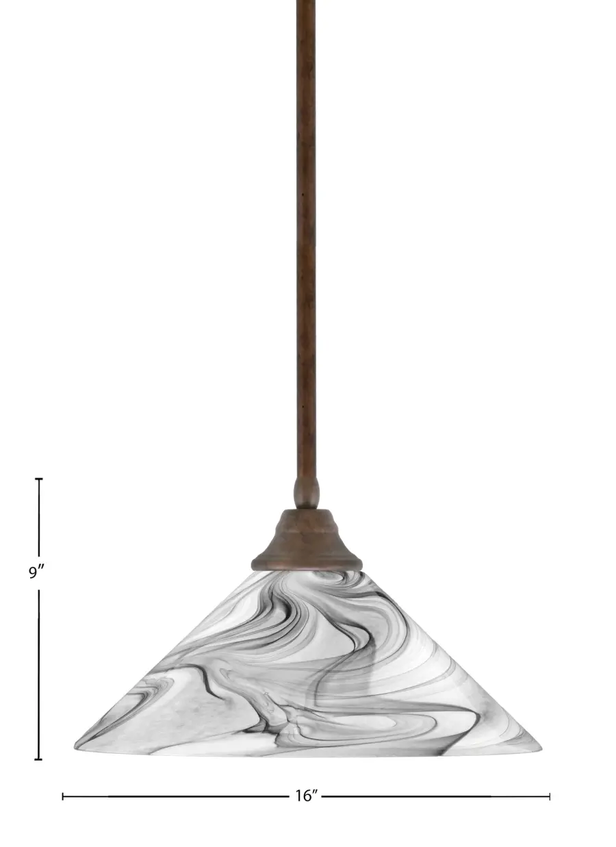 Toltec Lighting Stem Hung Pendant with Onyx Swirl Glass - Image 2