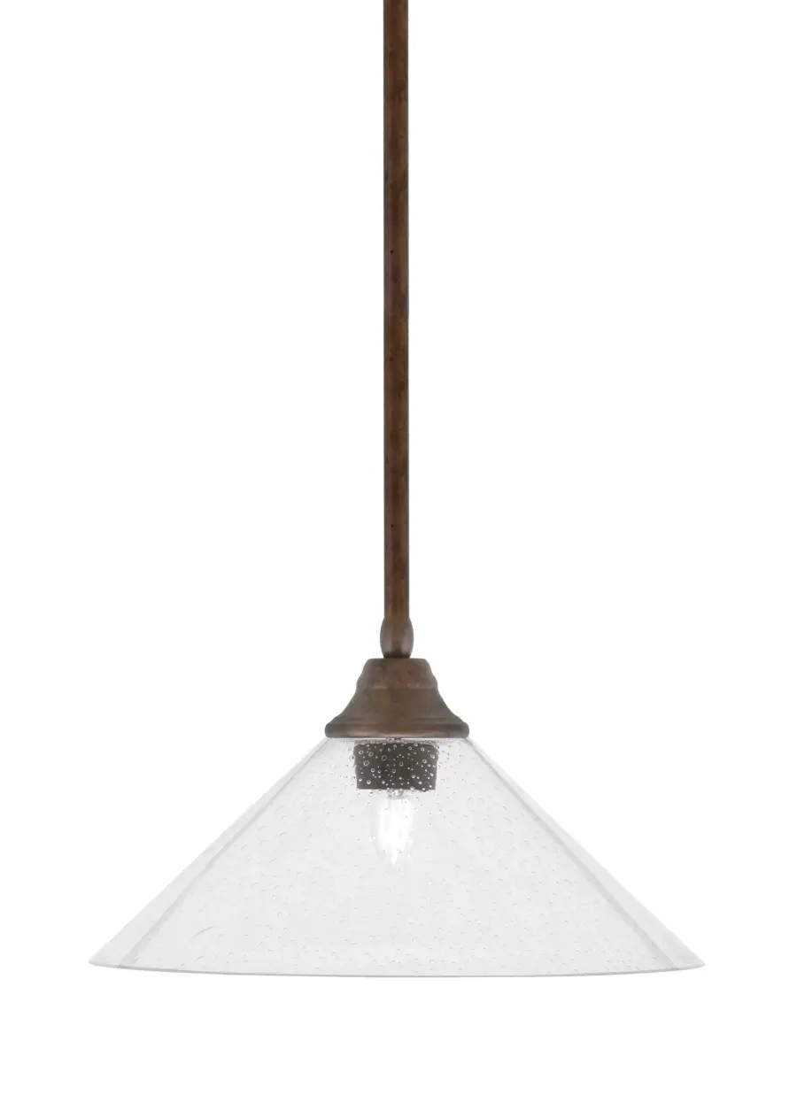 Toltec Lighting Bronze Stem Pendant with Clear Bubble Glass - Image 1