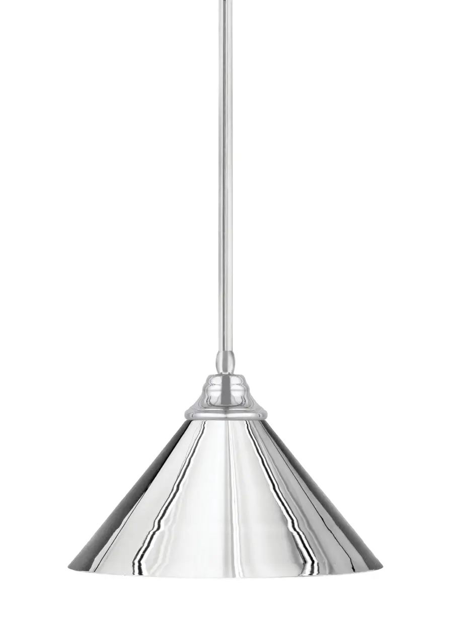 Chrome Cone Pendant Light with Metal Shade - Image 1