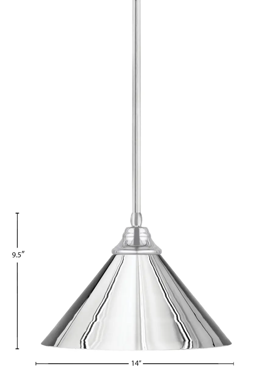 Chrome Cone Pendant Light with Metal Shade - Image 2
