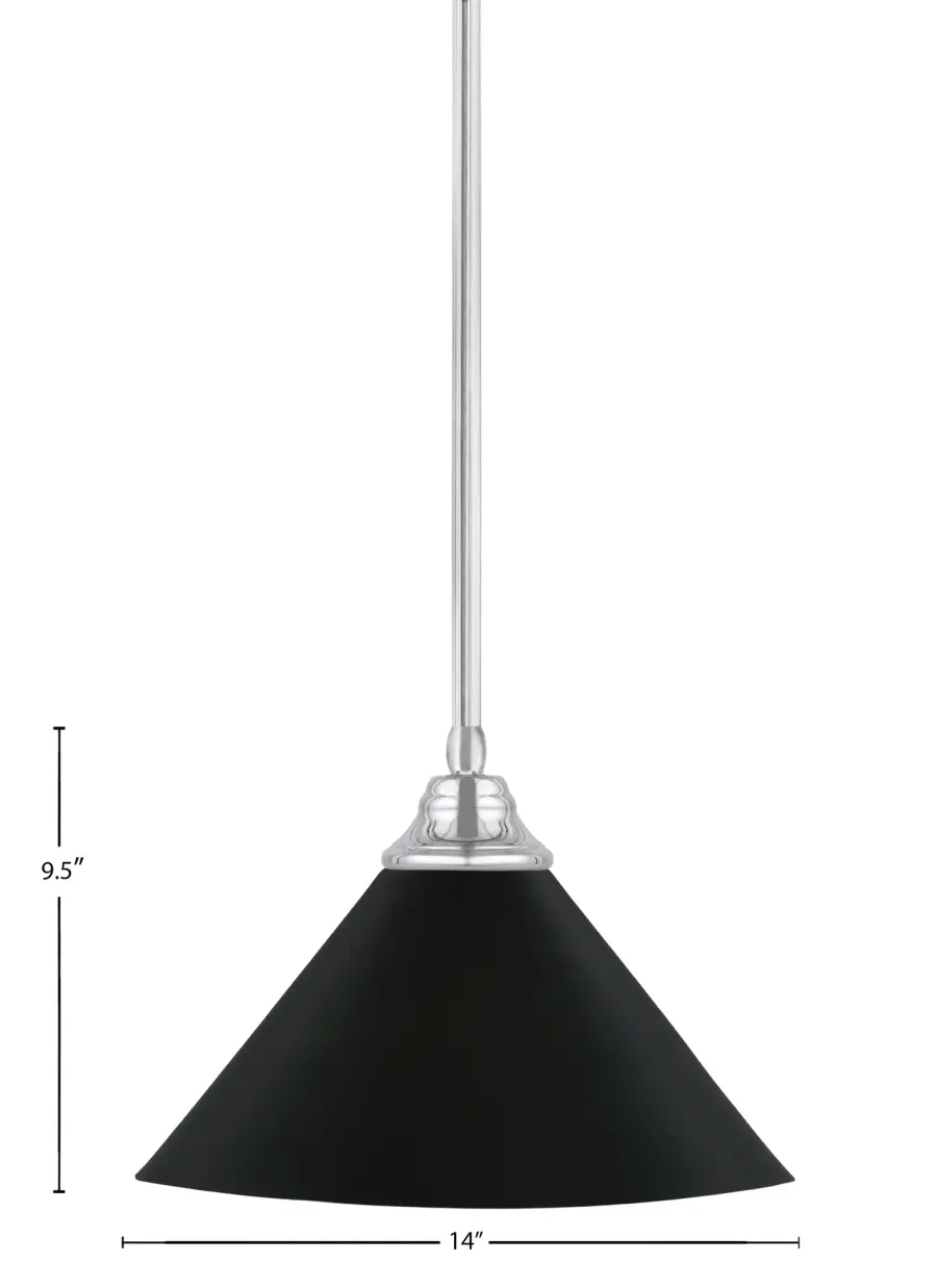 Toltec Lighting Stem Hung Pendant with Matte Black Cone Shade - Image 2
