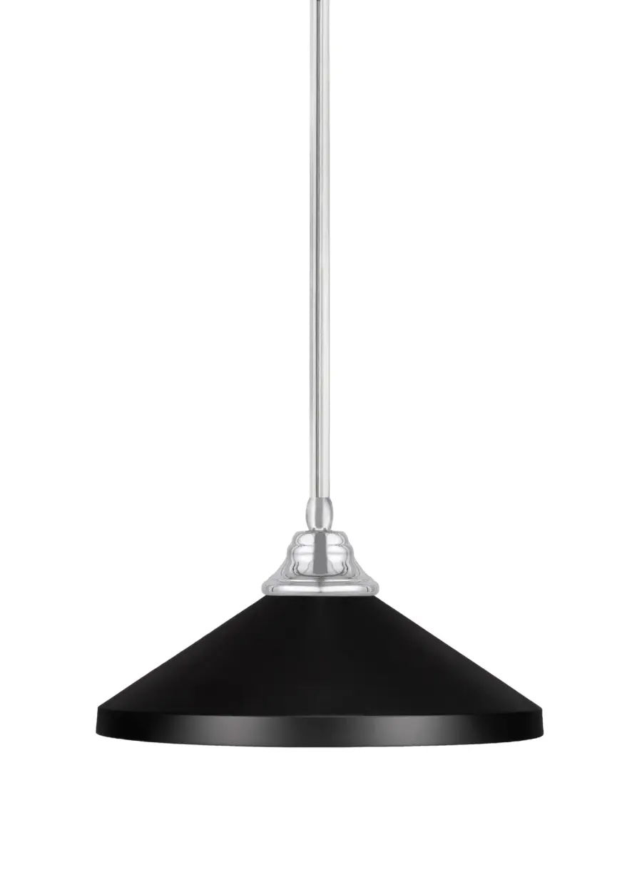 Toltec Lighting Stem Hung Pendant with Matte Black Cone Shade - Image 1
