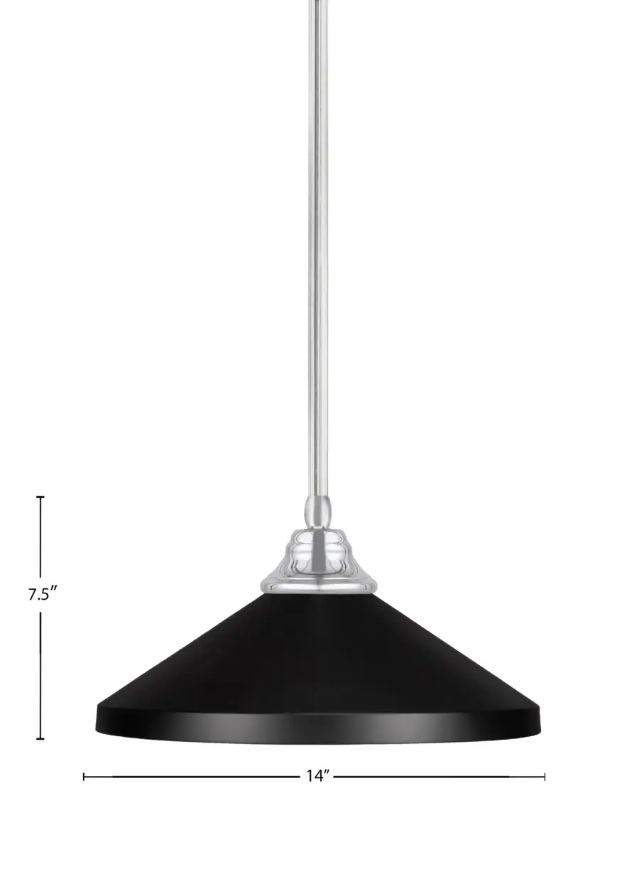 Toltec Lighting Stem Hung Pendant with Matte Black Cone Shade - Image 2