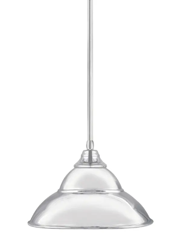 This contemporary stem hung pendant combines modern styling with industrial flair. The 13-inch chrome double bubble metal shade creates visual interest while the adjustable stem system offers installation flexibility.