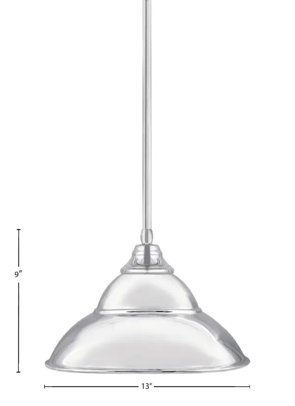 This contemporary stem hung pendant combines modern styling with industrial flair. The 13-inch chrome double bubble metal shade creates visual interest while the adjustable stem system offers installation flexibility. - alternate view