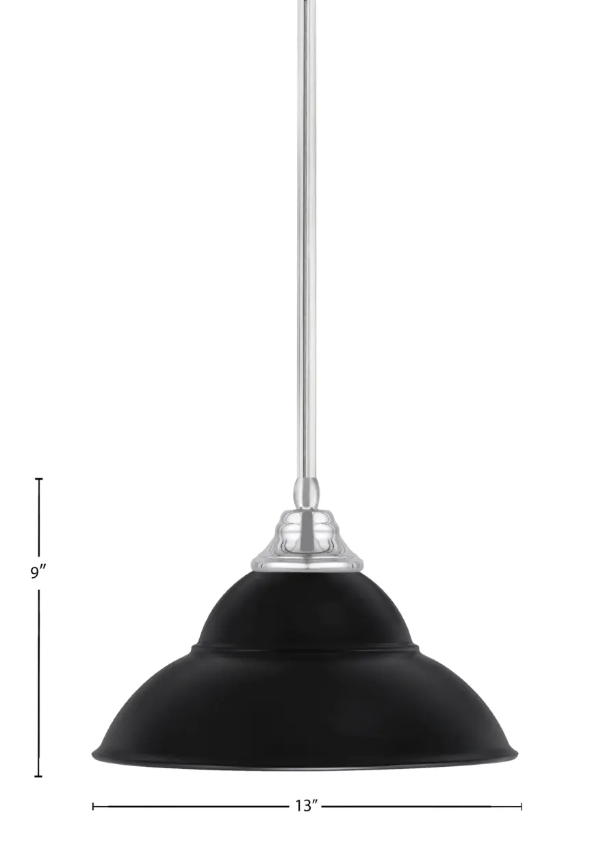Chrome Stem Pendant with Matte Black Double Bubble Shade - Image 2